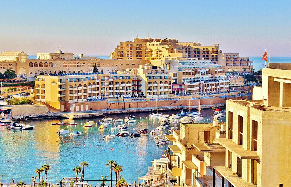 Waterfront and marina in St Julian's, the area where Casino Malta is located